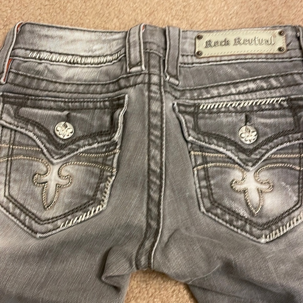 Rock Revival Celine Straight Jeans Gray Distressed